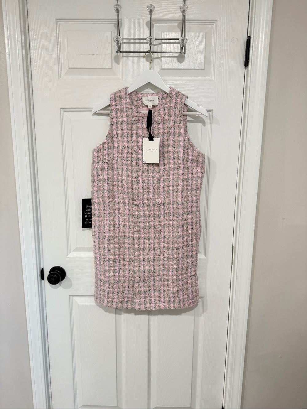 NWT Tuckernuck Pomander Place Pink Quiet Luxury Preppy Tweed Medium Shift Dress - Picture 2 of 8